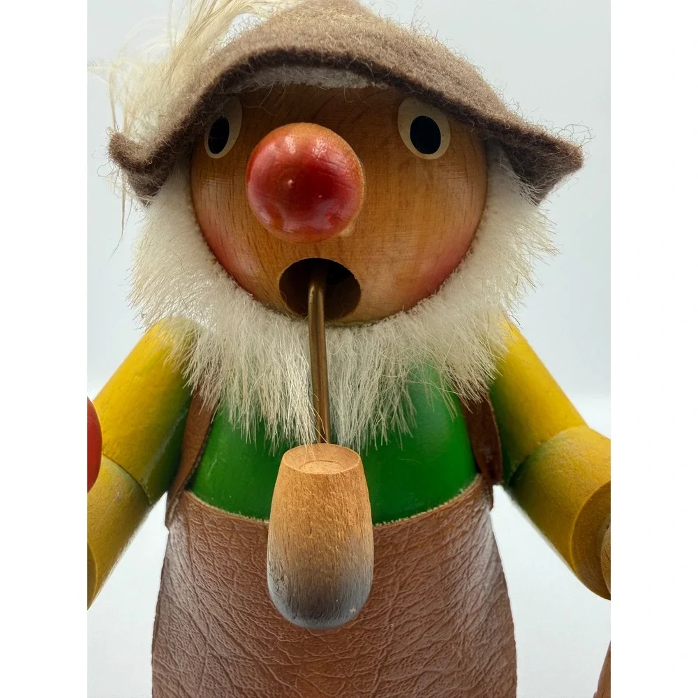 Vtg 1984‎ Steinbach German Wood Smoker Woodsman Lucky Mushroom Picker Signed 10